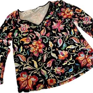 NWT Ladies Spring Print Jersey Long Sleeve Floral Print  Top Size XL